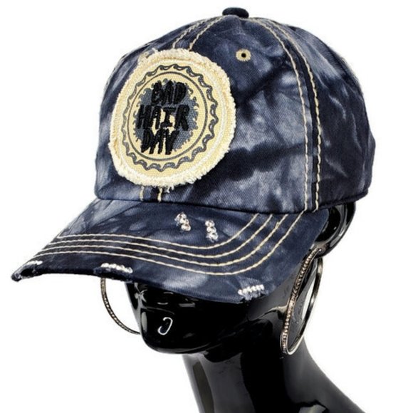 Bad Hair Day Distressed Tye Dye Cap with Swarovski Crystals. - Picture 4 of 4